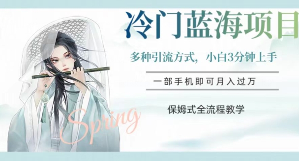 冷门蓝海项目，操作简单，小白3分钟上手，多种引流方式，保姆式全流程教学【揭秘】-鹤行社项目库