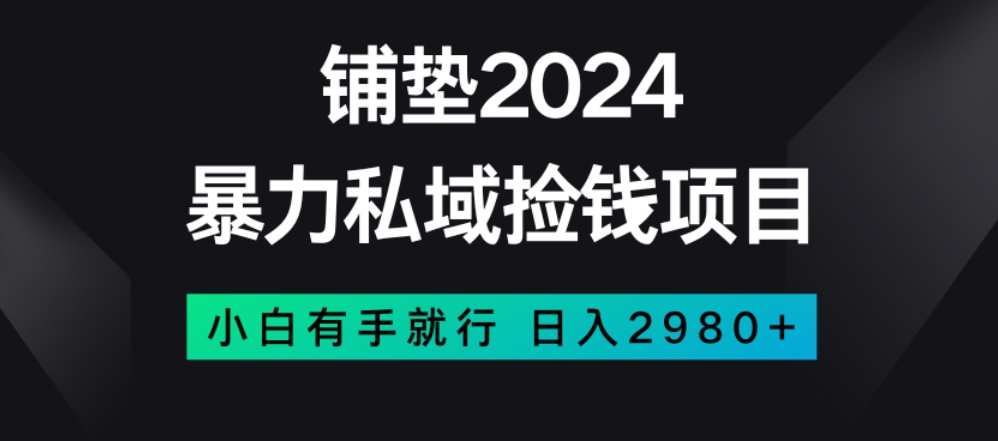 暴力私域捡钱项目，小白无脑操作，日入2980【揭秘】-鹤行社项目库