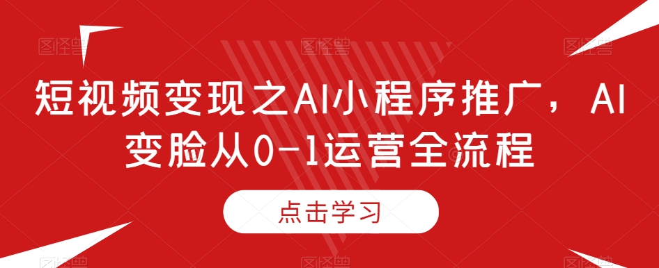 短视频变现之AI小程序推广，AI变脸从0-1运营全流程-鹤行社项目库