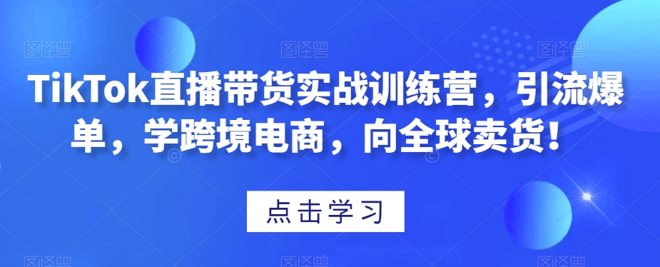 TikTok直播带货实战训练营，引流爆单，学跨境电商，向全球卖货！-鹤行社项目库