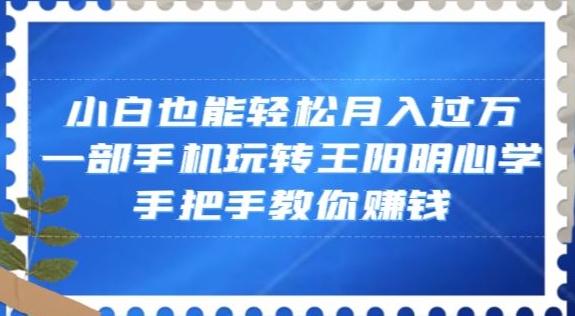 小白也能轻松月入过万，一部手机玩转王阳明心学，手把手教你赚钱【揭秘】-鹤行社项目库