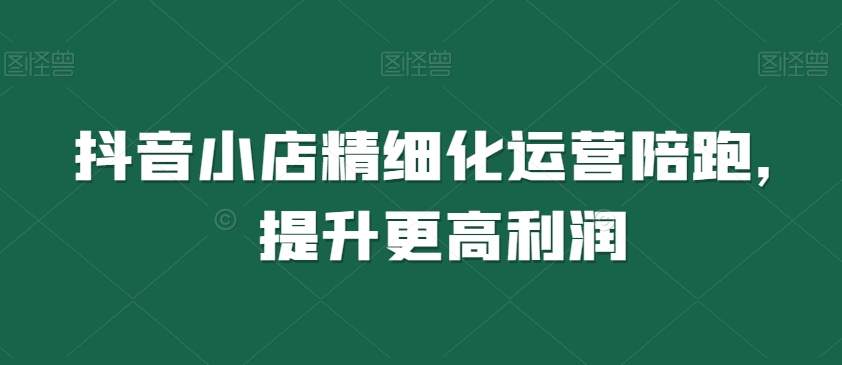 抖音小店精细化运营陪跑，提升更高利润-鹤行社项目库