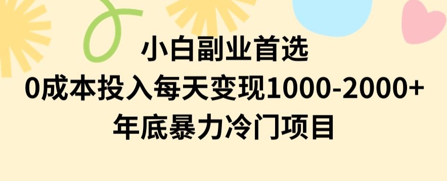 小白副业首选，0成本投入，每天变现1000-2000年底暴力冷门项目【揭秘】-鹤行社项目库