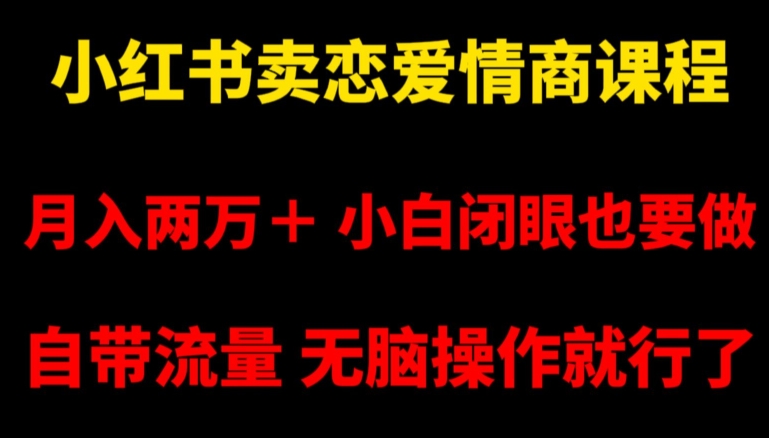 小红书卖恋爱情商课程，月入两万＋，小白闭眼也要做，自带流量，无脑操作就行了【揭秘】-鹤行社项目库