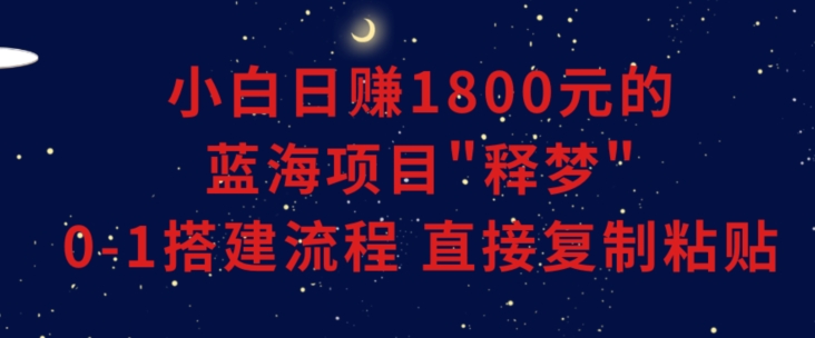 小白能日赚1800元的蓝海项目”释梦”0-1搭建流程可直接复制粘贴长期做【揭秘】-鹤行社项目库