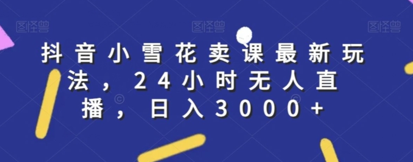 抖音小雪花卖课最新玩法，24小时无人直播，日入3000+【揭秘】-鹤行社项目库