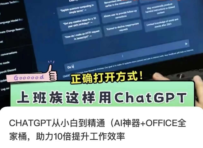 CHATGPT从小白到精通，AI神器+OFFICE全家桶，助力10倍提升工作效率-鹤行社项目库