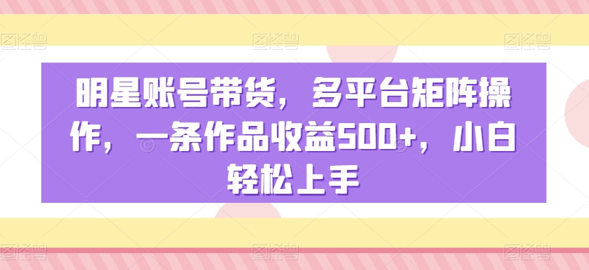 明星账号带货，多平台矩阵操作，一条作品收益500+，小白轻松上手【揭秘】-鹤行社项目库