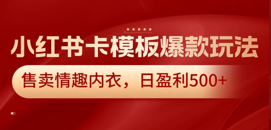 小红书卡模板爆款玩法，售卖情趣内衣，日盈利500+【揭秘】-鹤行社项目库