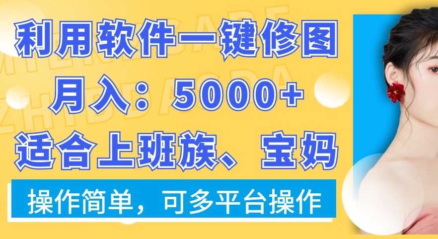利用软件一键修图月入5000+，适合上班族、宝妈，操作简单，可多平台操作【揭秘】-鹤行社项目库