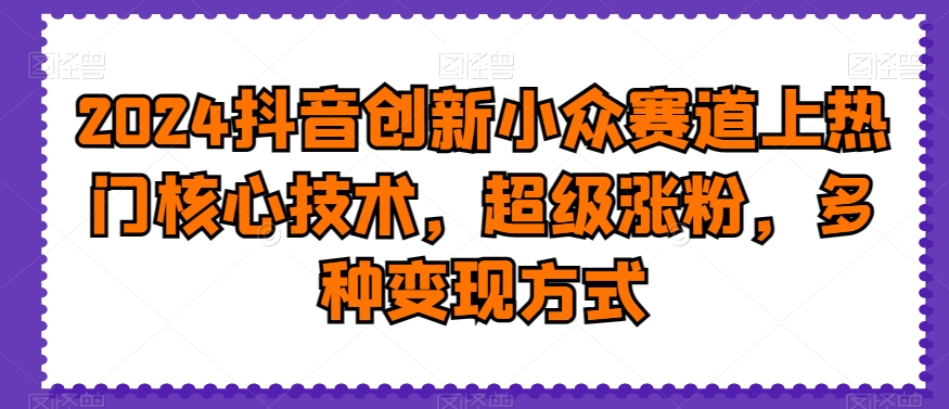 2024抖音创新小众赛道上热门核心技术，超级涨粉，多种变现方式【揭秘】-鹤行社项目库