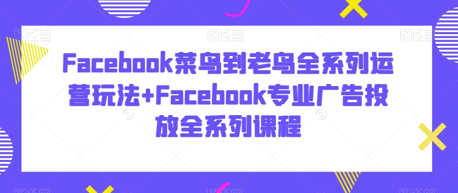 Facebook菜鸟到老鸟全系列运营玩法+Facebook专业广告投放全系列课程-鹤行社项目库
