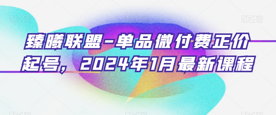 臻曦联盟-单品微付费正价起号，2024年1月最新课程-鹤行社项目库