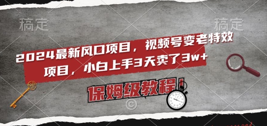 2024最新风口项目，视频号变老特效项目，电脑小白上手3天卖了3w+，保姆级教程【揭秘】-鹤行社项目库