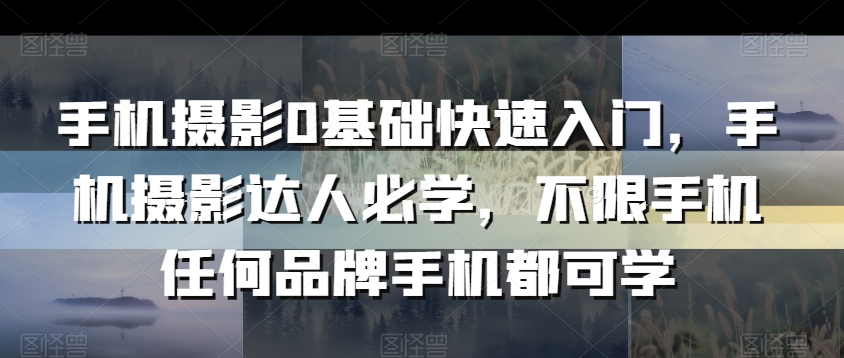 手机摄影0基础快速入门，手机摄影达人必学，不限手机任何品牌手机都可学-鹤行社项目库