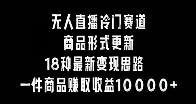 无人直播冷门赛道，商品形式更新，18种变现思路，一件商品赚取收益10000+【揭秘】-鹤行社项目库