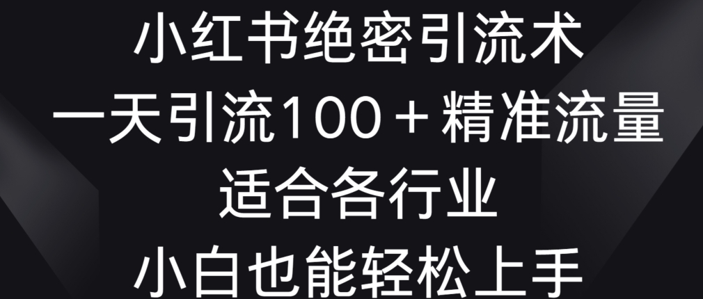 小红书绝密引流术，一天引流100+精准流量，适合各个行业，小白也能轻松上手【揭秘】-鹤行社项目库