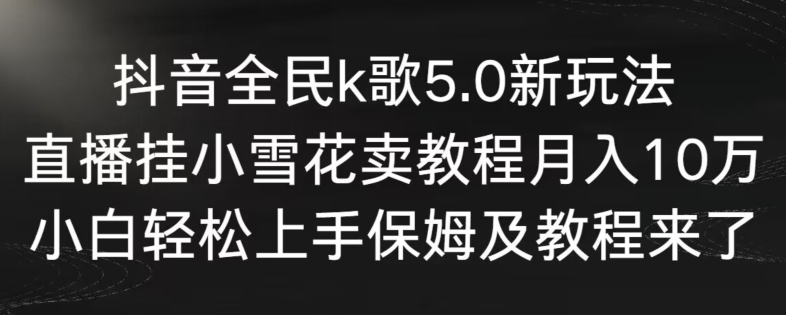 抖音全民k歌5.0新玩法，直播挂小雪花卖教程月入10万，小白轻松上手，保姆及教程来了【揭秘】-鹤行社项目库