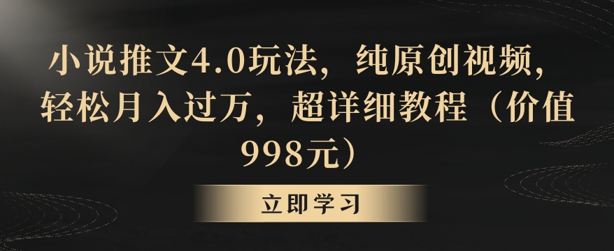 小说推文4.0玩法，纯原创视频，轻松月入过万，超详细教程（价值998元）【揭秘】-鹤行社项目库