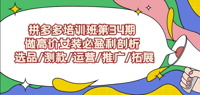 拼多多培训班第34期：做高价女装必盈利剖析选品/测款/运营/推广/拓展-鹤行社项目库