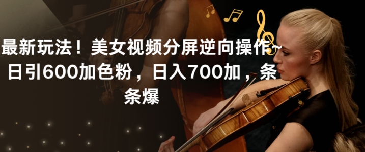 最新玩法！美女视频分屏逆向操作~日引600加色粉，日入700加，条条爆【揭秘】-鹤行社项目库