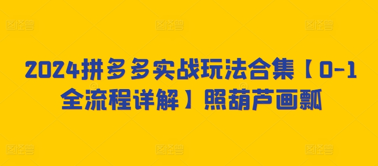 2024拼多多实战玩法合集【0-1全流程详解】照葫芦画瓢-鹤行社项目库