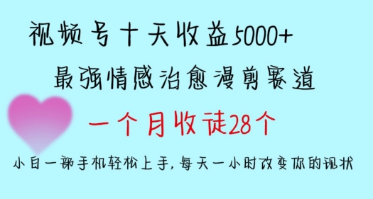 十天收益5000+，多平台捞金，视频号情感治愈漫剪，一个月收徒28个，小白一部手机轻松上手【揭秘】-鹤行社项目库