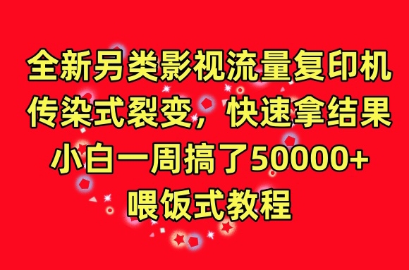 全新另类影视流量复印机，传染式裂变，快速拿结果，小白一周搞了50000+，喂饭式教程【揭秘】-鹤行社项目库