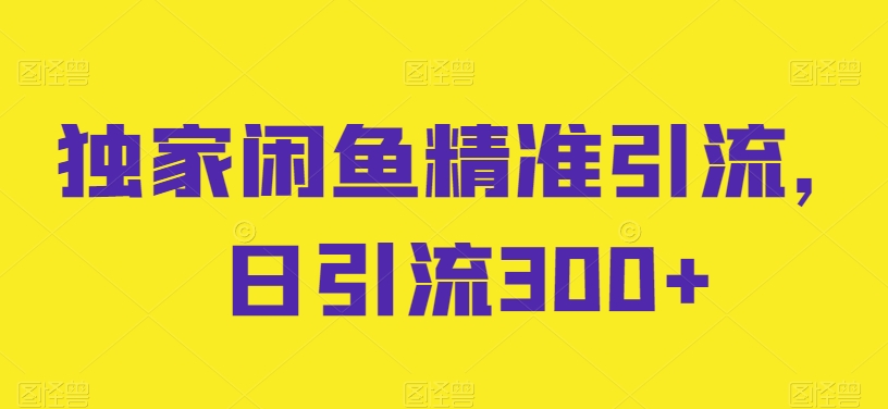 独家闲鱼精准引流，日引流300+【揭秘】-鹤行社项目库
