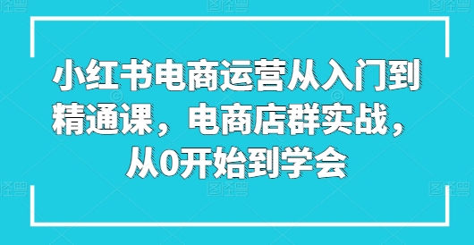 小红书电商运营从入门到精通课，电商店群实战，从0开始到学会-鹤行社项目库