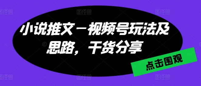 小说推文—视频号玩法及思路，干货分享-鹤行社项目库